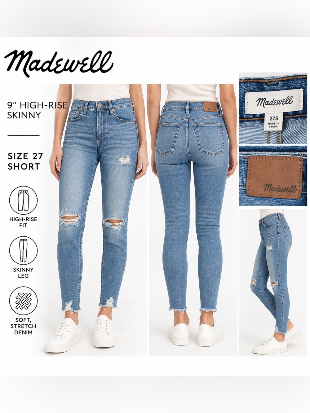 Madewell Light Blue High-Rise Distressed Skinny Jeans